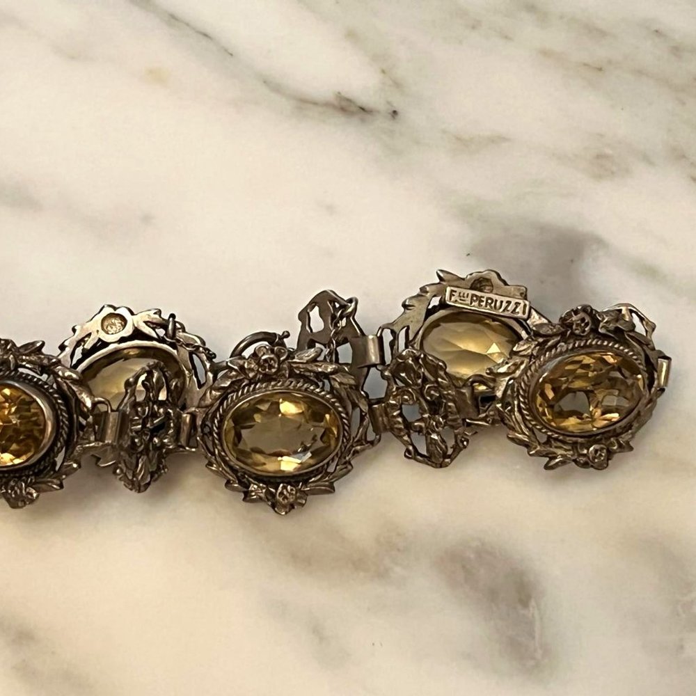 Lovely Delicate and Intricate Signed Sterling Citrine and Floral Peruzzi… - Picture 5 of 9